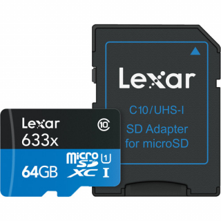 Lexar 64 gb Micro SDXC 633X with adapter