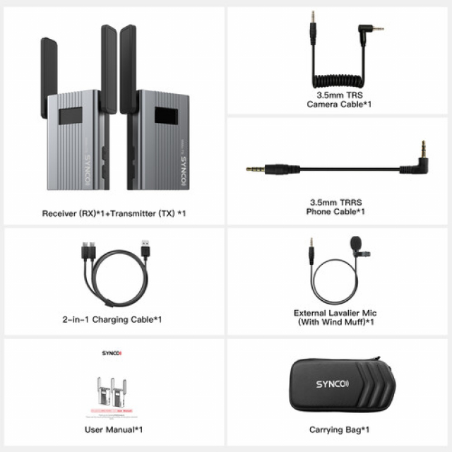 Synco SYNCO TS SISTEMA WIRELESS UHF 150mt PROFESSIONALE OMNIDIREZIONALE A
LAVALIER BATT. INTEGRATA - 1 TRASMETTITORI + 1 RICEVITORERICEVITORE