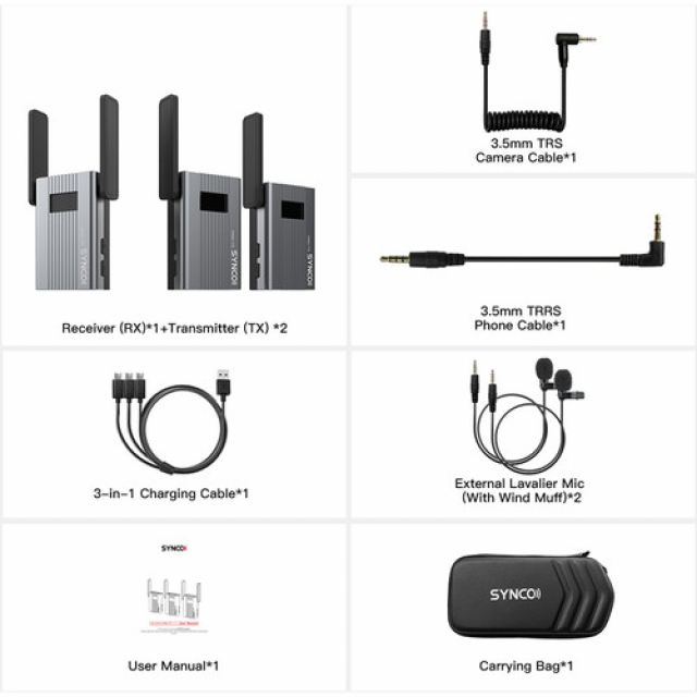 Synco SYNCO TS SISTEMA WIRELESS UHF 150mt PROFESSIONALE OMNIDIREZIONALE A
LAVALIER BATT. INTEGRATA - 2 TRASMETTITORI + 1 RICEVITORE