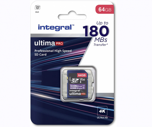 Integral Integral INSDX64G-180V30 64GB SD CARD SDXC UHS-1 U3 CL10 V30 UP TO 180MBS READ 80MBS WRITE