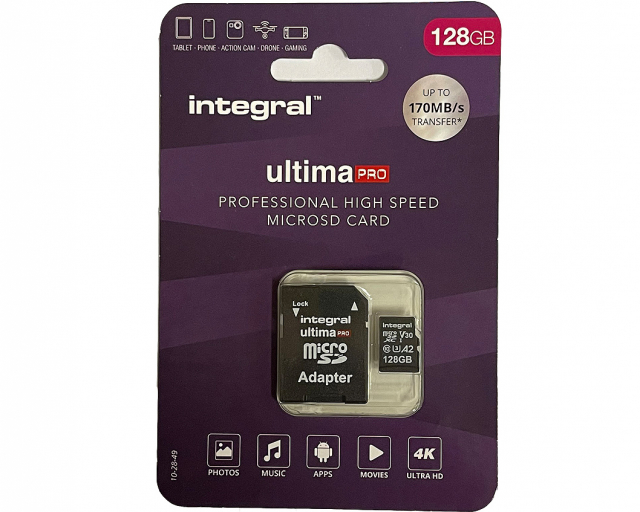 Integral Integral 128GB MICRO SD CARD MICROSDXC UHS-1 U3 CL10 V30 A2 UP TO 170MB/s READ 130MB/s Write