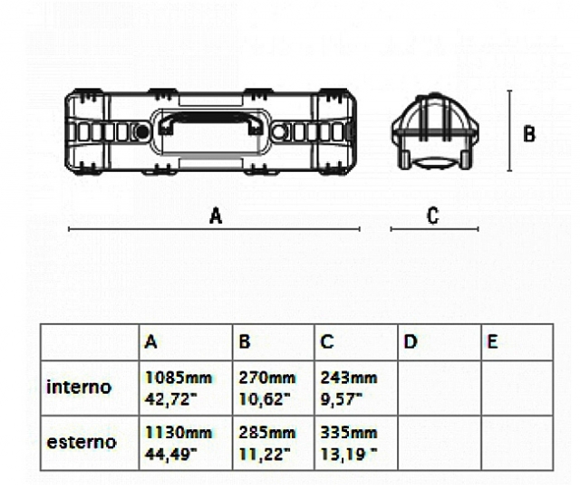 Hprc HPRC - Valigia resina 1130x355x285 - 6400CW - cubettata con ruote