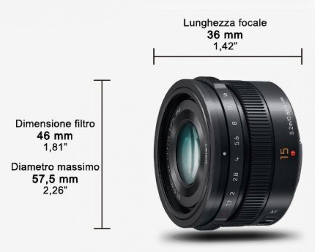 Panasonic lumix Panasonic Leica DG Summilux Ob. 15mm f/1,7 Black Gar. Fowa 4 anni