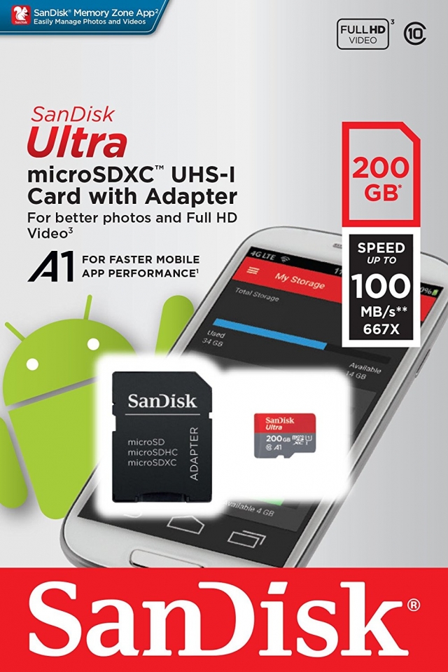 Sandisk Sandisk Micro SD Ultra Mobile Android 200GB XC + adattatore SD